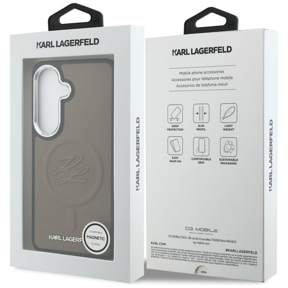 Husa MagSafe pentru Samsung Galaxy S26 Plus S947, Karl Lagerfeld, Initial Logo Debossed, Maro