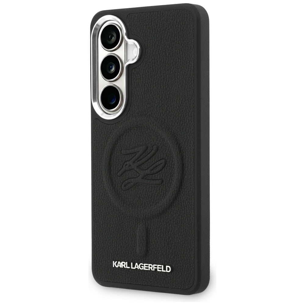 Husa MagSafe pentru Samsung Galaxy S26 Plus S947, Karl Lagerfeld, Initial Logo Debossed, Neagra