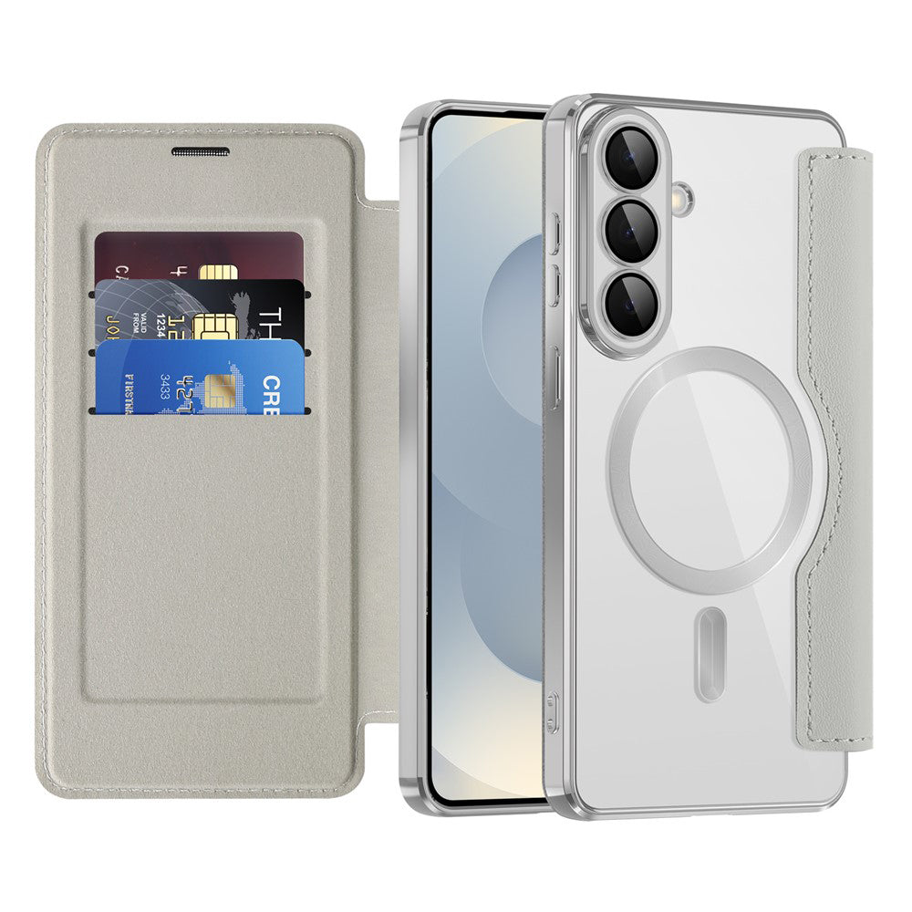 Husa MagSafe pentru Samsung Galaxy S26 Plus, Techsuit, SmartMag Book, Gri