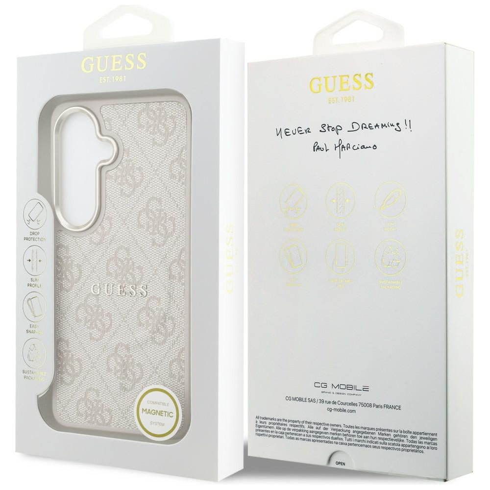 Husa MagSafe pentru Samsung Galaxy S26 S942, Guess, 4G Embossed Ring, Roz Neagra