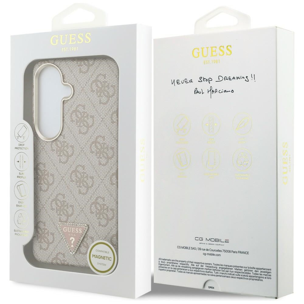 Husa MagSafe pentru Samsung Galaxy S26 S942, Guess, 4G Triangle Logo, Roz