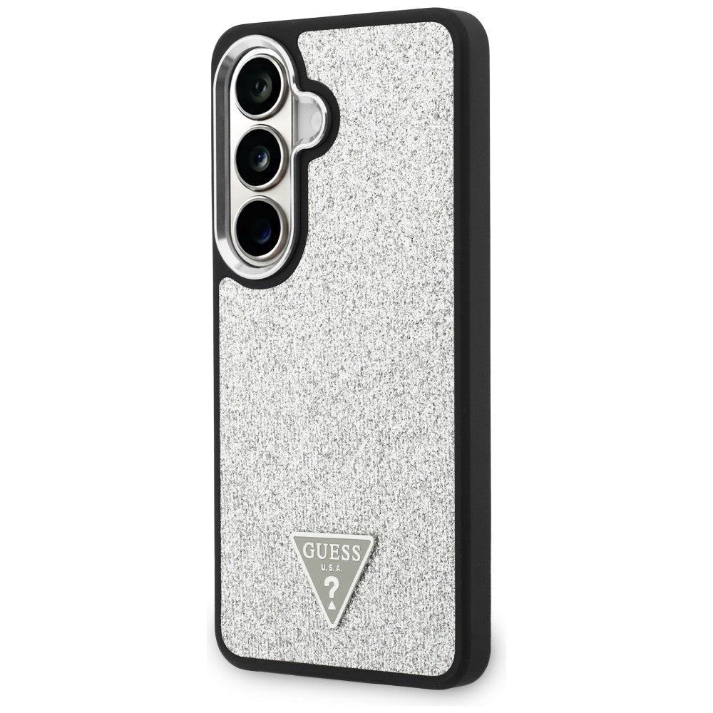 Husa MagSafe pentru Samsung Galaxy S26 S942, Guess, Fixed Glitter Triangle Logo, Argintie