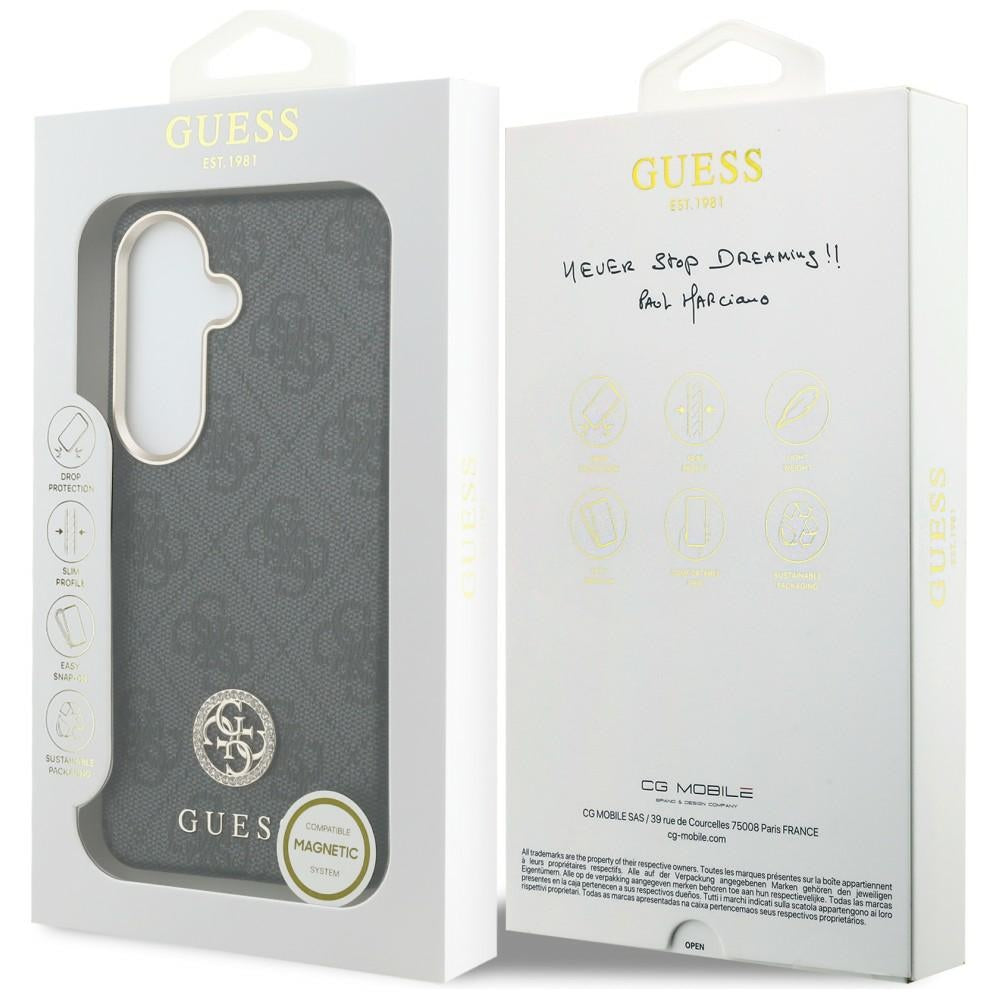 Husa MagSafe pentru Samsung Galaxy S26 S942, Guess, Rhinestone Round Logo, Neagra