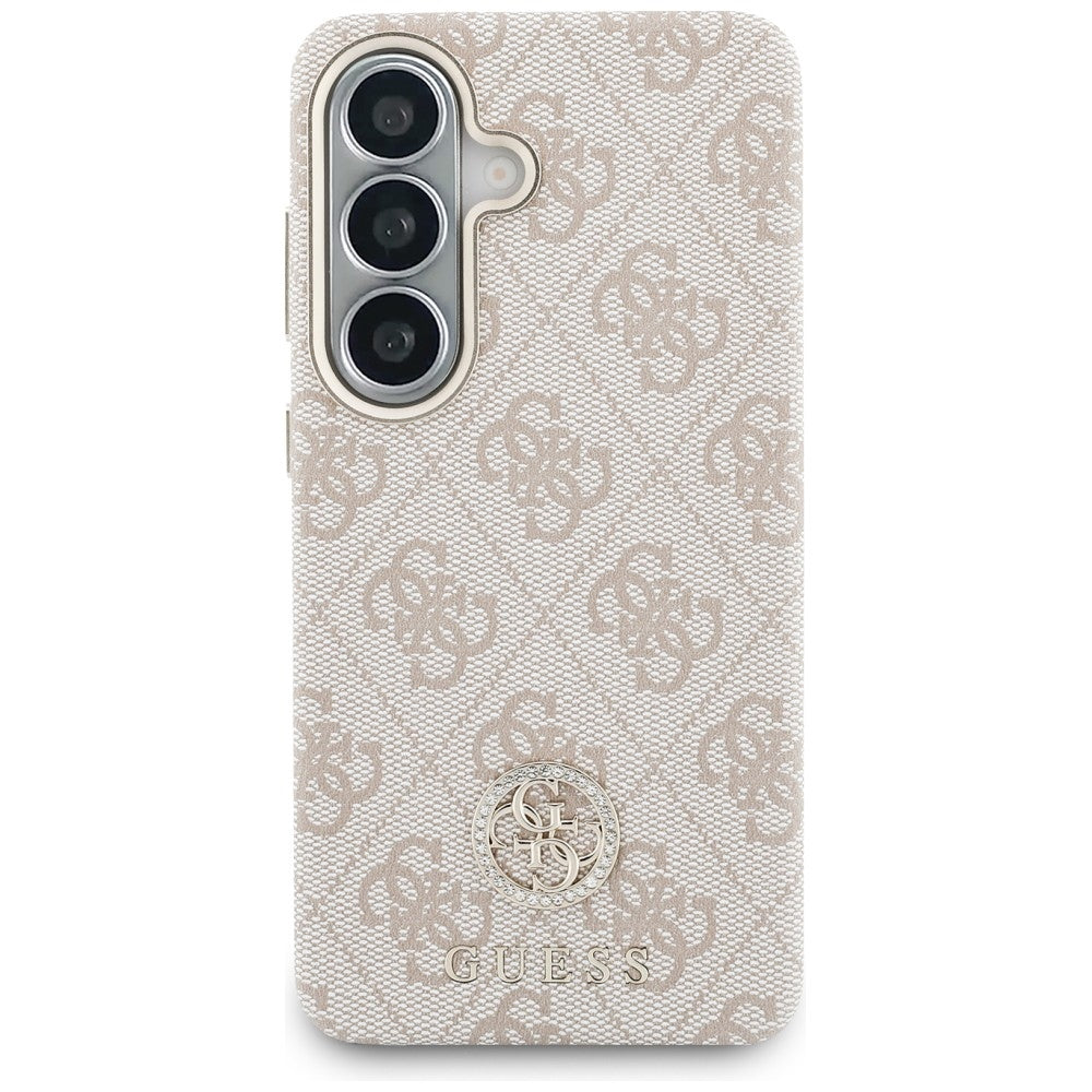 Husa MagSafe pentru Samsung Galaxy S26 S942, Guess, Rhinestone Round Logo, Roz
