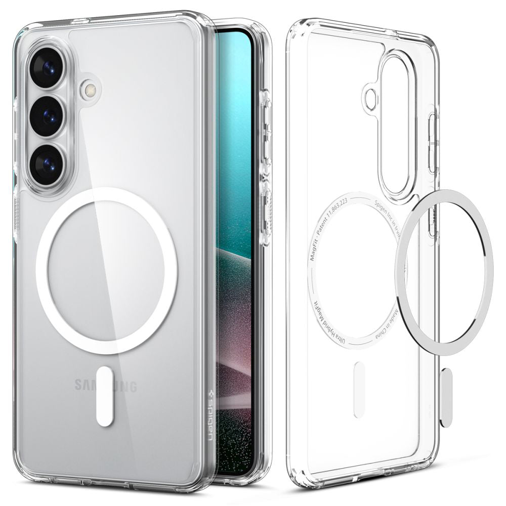 Husa MagSafe pentru Samsung Galaxy S26 S942, Spigen, Ultra Hybrid, Transparenta Alba ACS10734