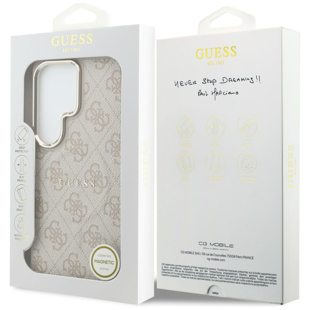 Husa MagSafe pentru Samsung Galaxy S26 Ultra S948, Guess, 4G Embossed Ring, Roz