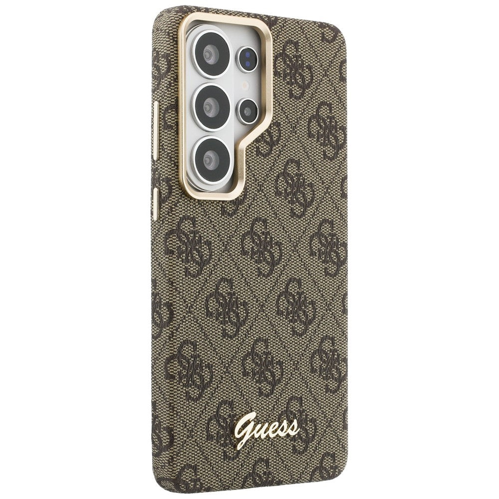 Husa MagSafe pentru Samsung Galaxy S26 Ultra S948, Guess, 4G Script Logo, Maro