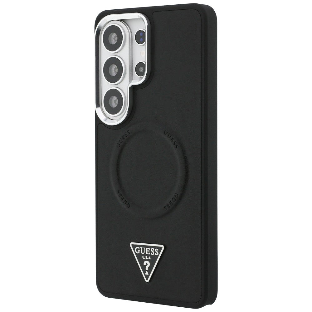 Husa MagSafe pentru Samsung Galaxy S26 Ultra S948, Guess, Embossed Ring Triangle Logo, Neagra