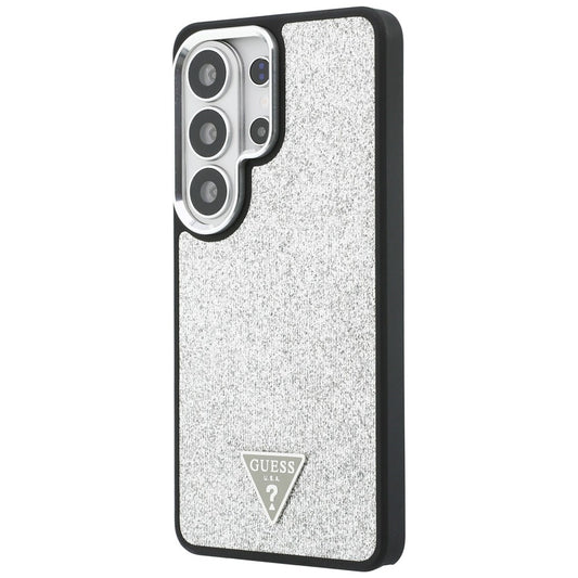 Husa MagSafe pentru Samsung Galaxy S26 Ultra S948, Guess, Fixed Glitter Triangle Logo, Argintie