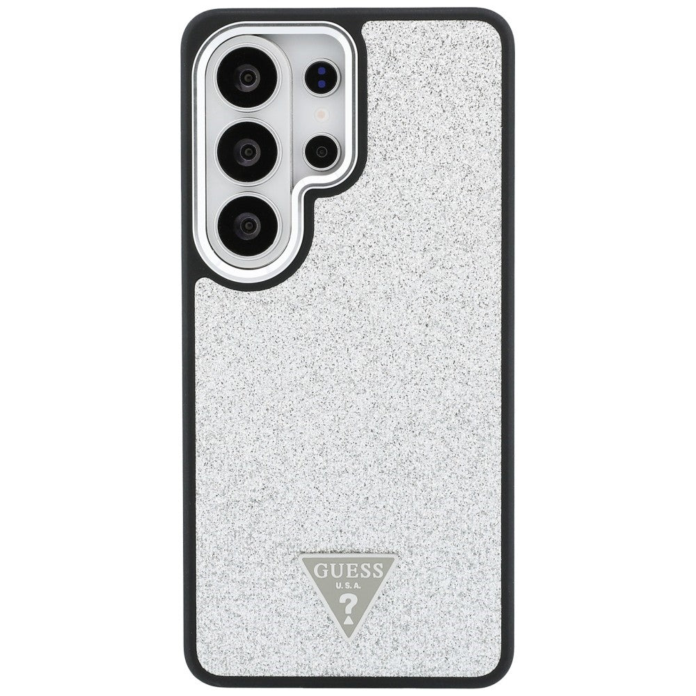 Husa MagSafe pentru Samsung Galaxy S26 Ultra S948, Guess, Fixed Glitter Triangle Logo, Argintie