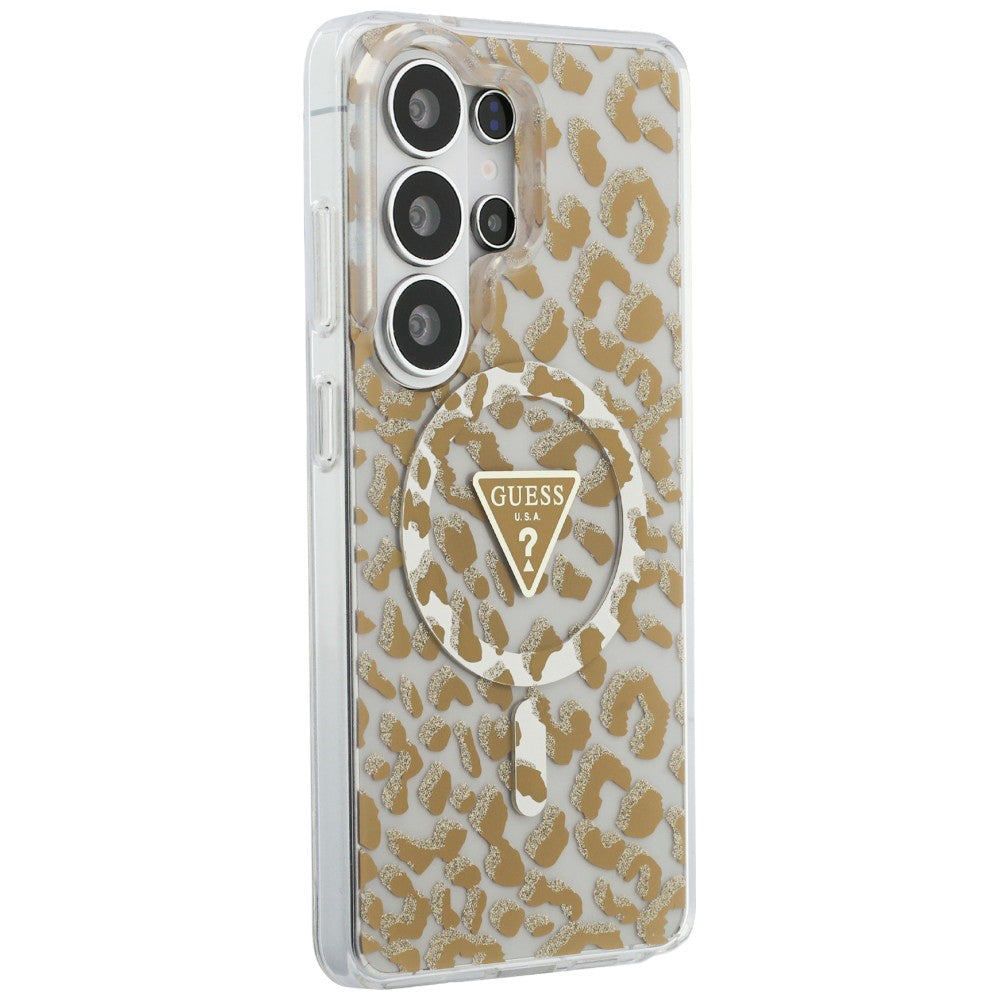 Husa MagSafe pentru Samsung Galaxy S26 Ultra S948, Guess, IML Leopard Pattern, Maro