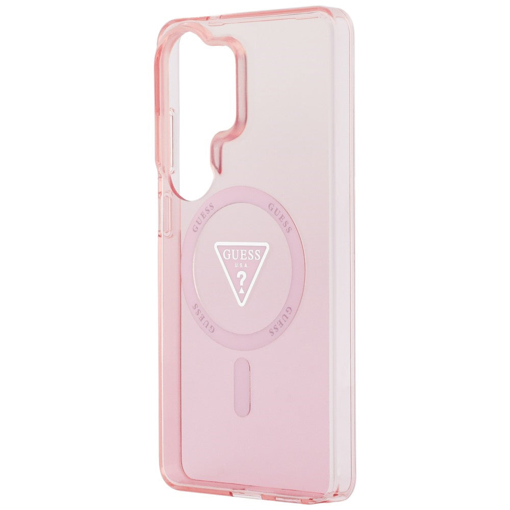 Husa MagSafe pentru Samsung Galaxy S26 Ultra S948, Guess, IML Gradient Triangle Logo, Roz