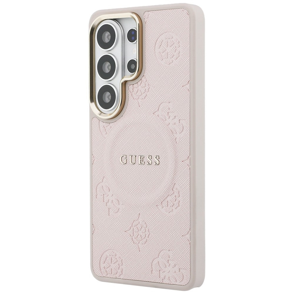 Husa MagSafe pentru Samsung Galaxy S26 Ultra S948, Guess, Saffiano Peony Embossed Ring, Roz