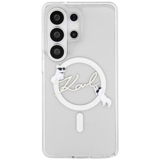 Husa MagSafe pentru Samsung Galaxy S26 Ultra S948, Karl Lagerfeld, IML Choupette Karl Script Logo, Alba