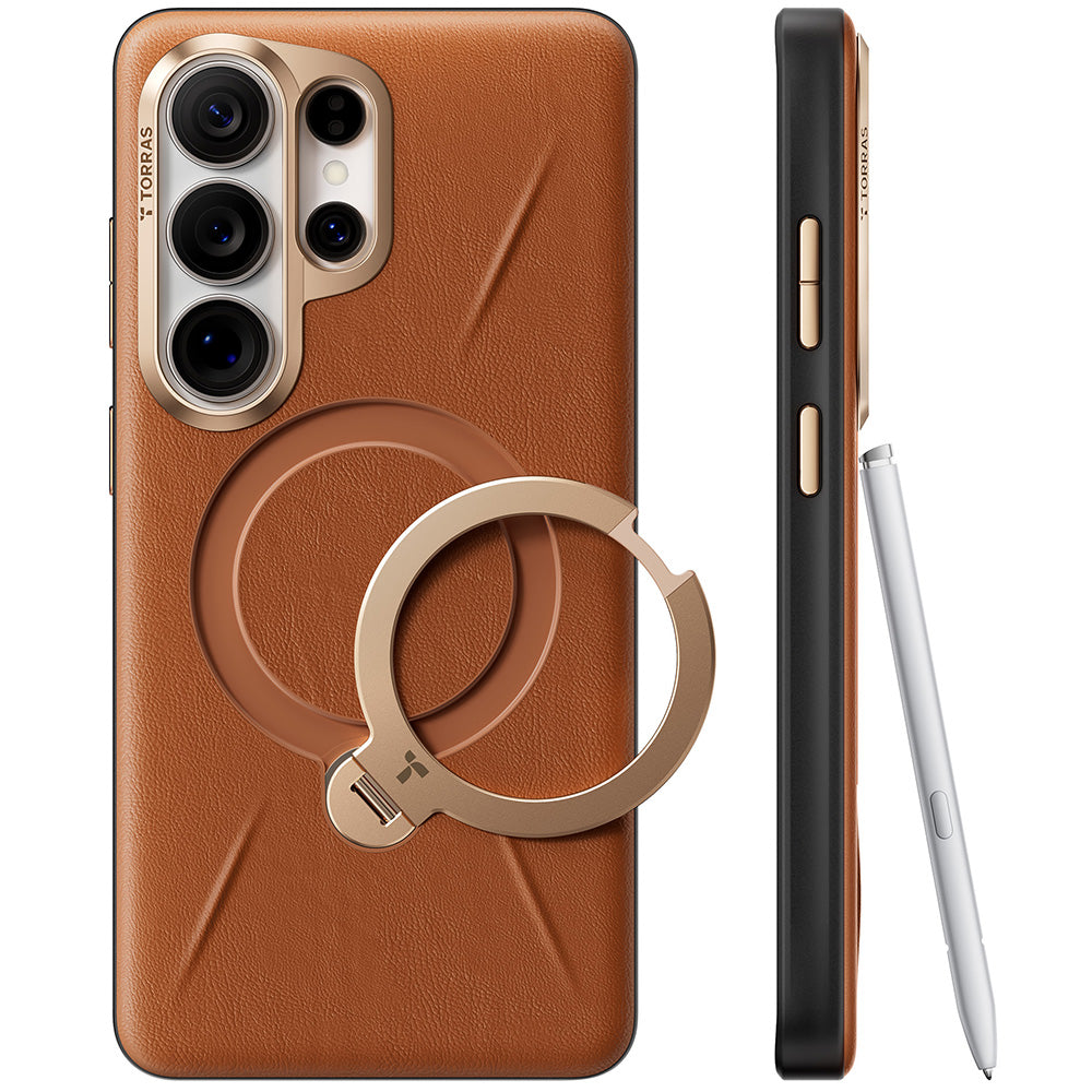 Husa MagSafe pentru Samsung Galaxy S26 Ultra S948, Torras, QPRO Leather, Maro