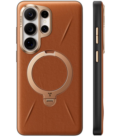 Husa MagSafe pentru Samsung Galaxy S26 Ultra, Torras, QPRO Leather, Maro