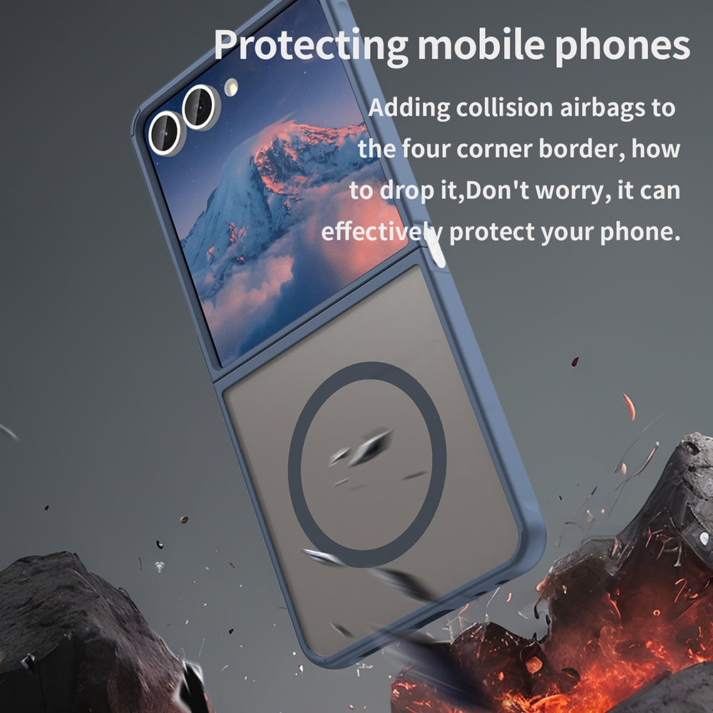 Husa MagSafe pentru Samsung Galaxy Z Flip7 F766, Techsuit, HaloFrost II, Bleumarin