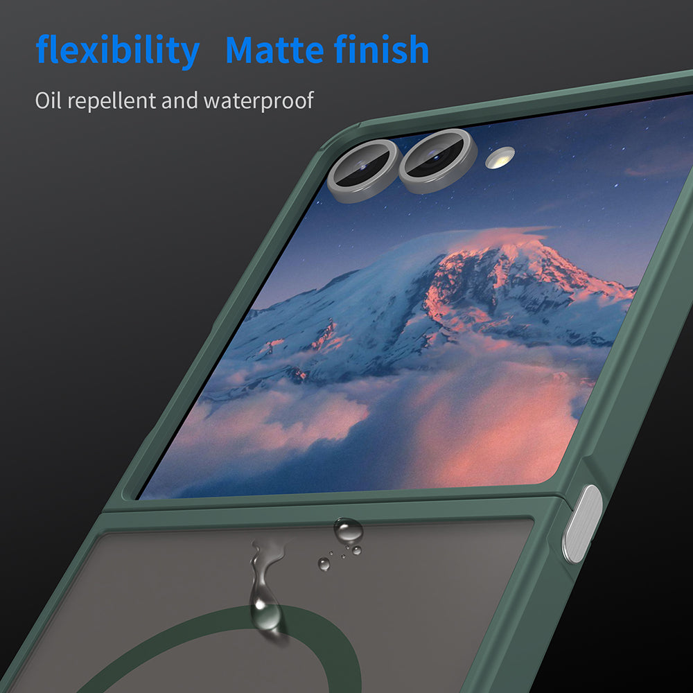 Husa MagSafe pentru Samsung Galaxy Z Flip7 F766, Techsuit, HaloFrost II, Verde