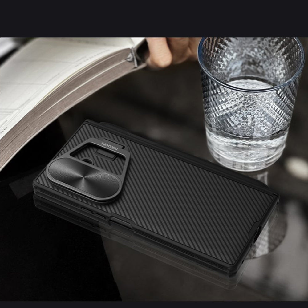 Husa MagSafe pentru Samsung Galaxy Z Fold7 F966, Nillkin, CamShield Prop with Metal Lens Cover and S-Pen Holder, Neagra