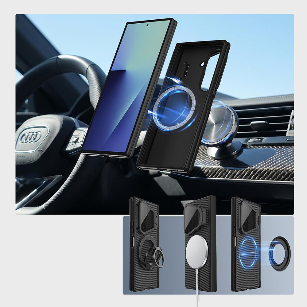 Husa MagSafe pentru Samsung Galaxy Z Fold8 Ultra F976, Nillkin, CamShield Pro with Transparent Black Lens Cover and S-Pen Holder, Neagra