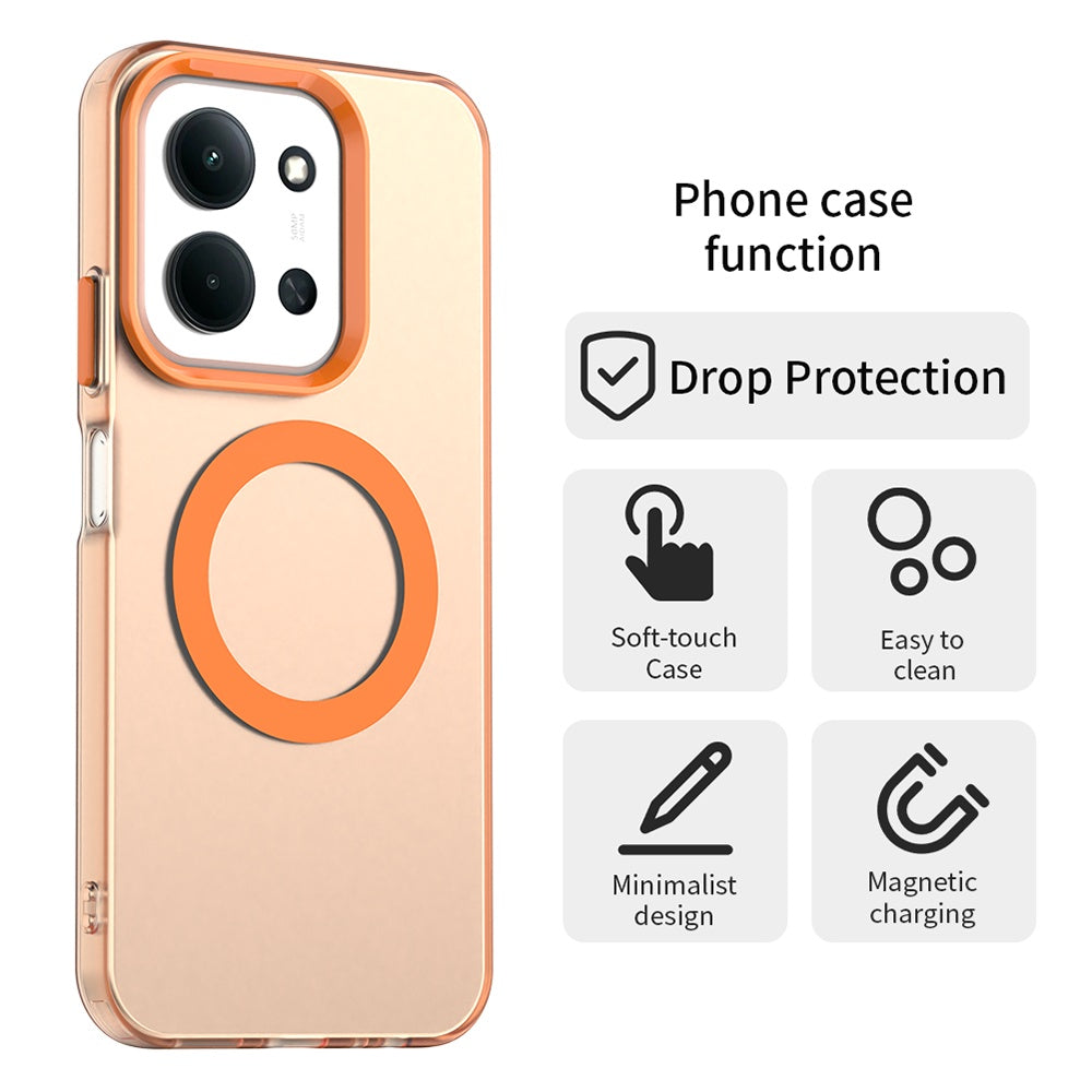 Husa MagSafe pentru Xiaomi Poco C85 4G / Redmi 15C 5G / 15C 4G, Techsuit, CandyCase, Portocalie