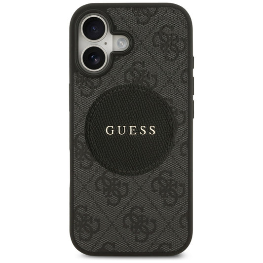 Husa MagSafe pentru Apple iPhone 17, Guess, 4G Circle Classic Logo, Neagra