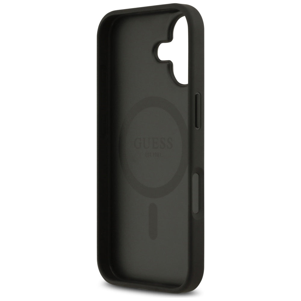 Husa MagSafe pentru Apple iPhone 17, Guess, 4G Circle Classic Logo, Neagra