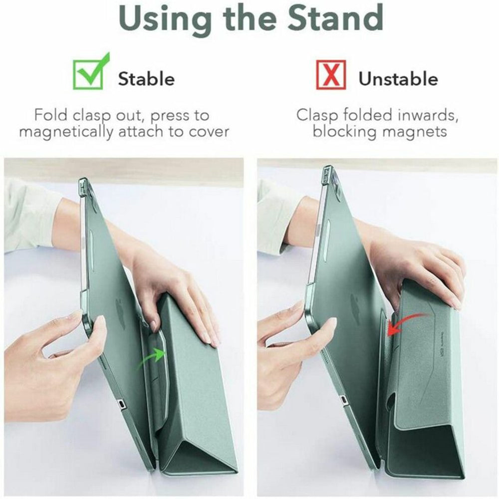 Husa pentru Apple iPad Air 11 (2026) / iPad Air 11 (2025) / Air 11 (2024) / Air (2022) / Air (2020), ESR, Ascend Trifold, Verde Satinata