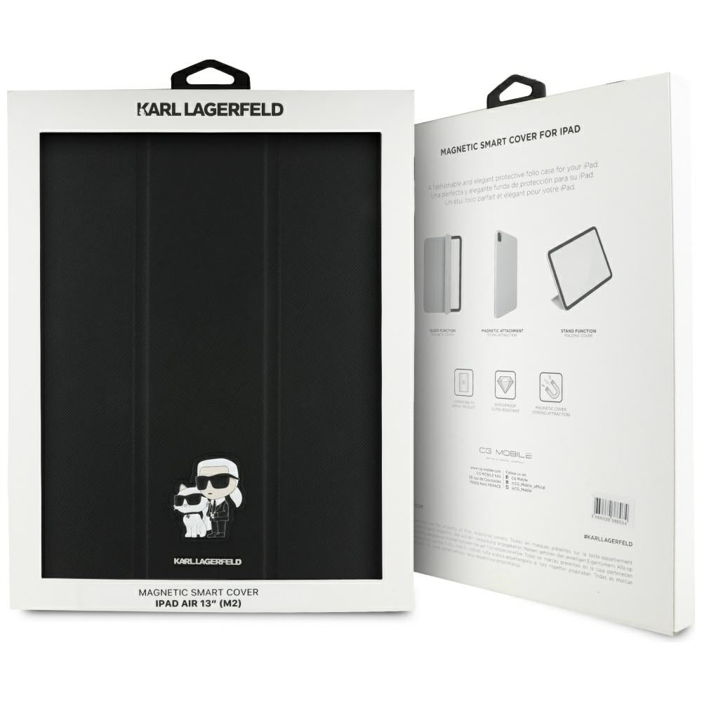 Husa pentru Apple iPad Air 13 (2026) / Air 13 (2025) / Air 13 (2024), Karl Lagerfeld, Saffiano Karl & Choupette, Neagra