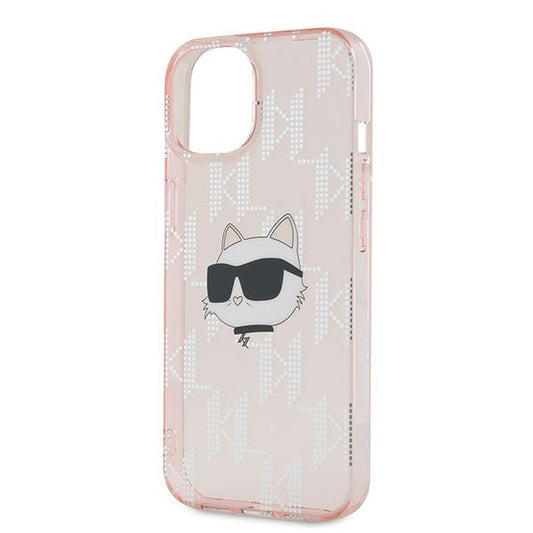 Husa pentru Apple iPhone 14, Karl Lagerfeld, IML Luxury Monogram Choupette's Head, Roz