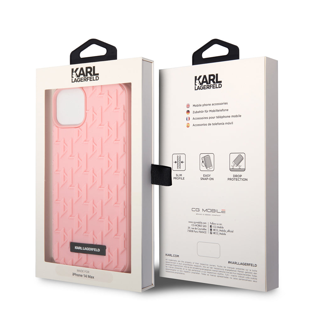Husa pentru Apple iPhone 14 Plus, Karl Lagerfeld, 3D Monogram, Roz