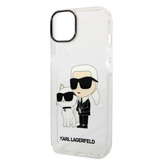 Husa pentru Apple iPhone 14 Plus, Karl Lagerfeld, Glitter Karl & Choupette, Transparenta