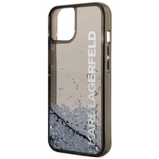 Husa pentru Apple iPhone 14 Plus, Karl Lagerfeld, Liquid Glitter KL Logo, Neagra