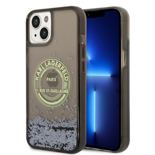 Husa pentru Apple iPhone 14 Plus, Karl Lagerfeld, Liquid Glitter RSG, Neagra