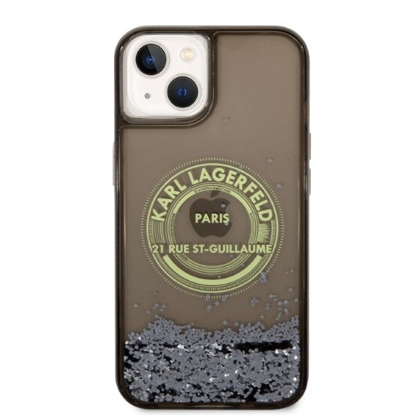 Husa pentru Apple iPhone 14 Plus, Karl Lagerfeld, Liquid Glitter RSG, Neagra