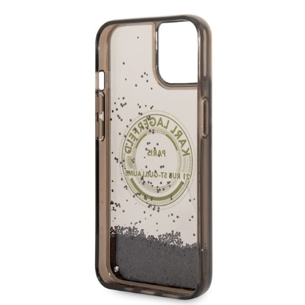 Husa pentru Apple iPhone 14 Plus, Karl Lagerfeld, Liquid Glitter RSG, Neagra