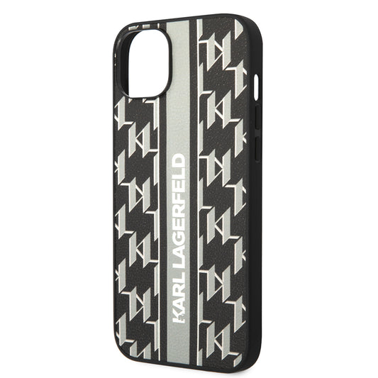 Husa pentru Apple iPhone 14 Plus, Karl Lagerfeld, Monogram Stripe, Gri
