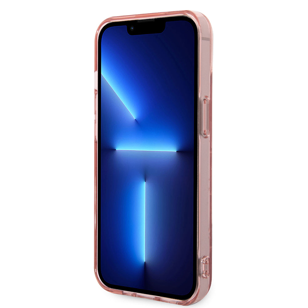 Husa pentru Apple iPhone 14 Plus, Karl Lagerfeld, Monogram Stripe, Roz