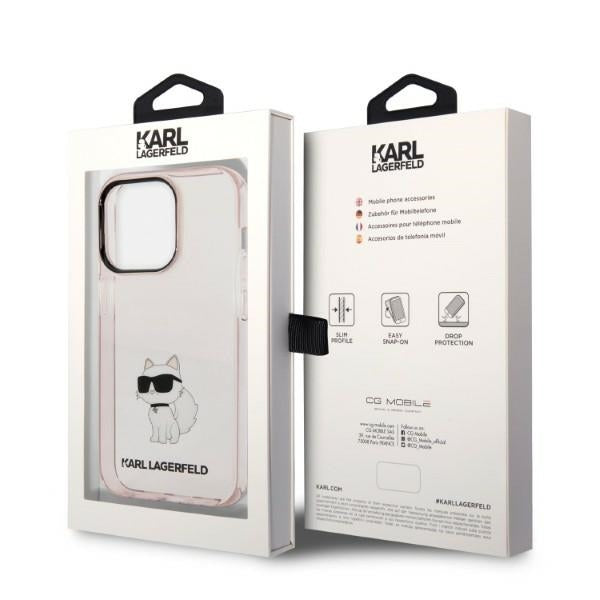 Husa pentru Apple iPhone 14 Pro, Karl Lagerfeld, Ikonik Choupette, Roz