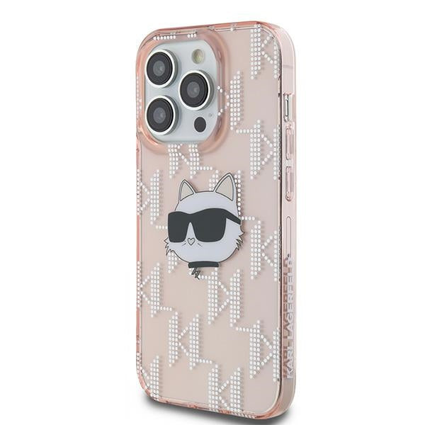 Husa pentru Apple iPhone 14 Pro, Karl Lagerfeld, IML Luxury Monogram Choupette's Head, Roz