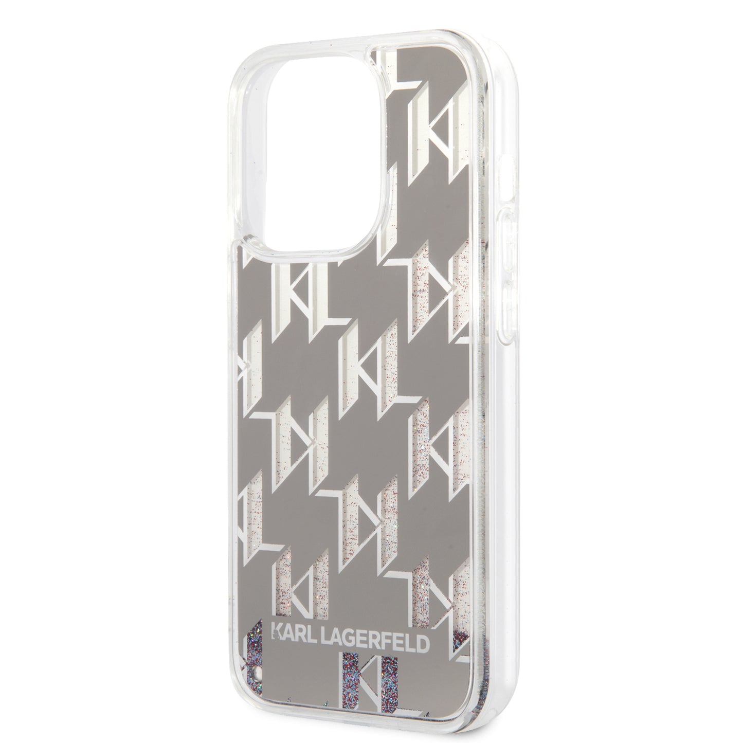 Husa pentru Apple iPhone 14 Pro, Karl Lagerfeld, Liquid Glitter Monogram, Argintie