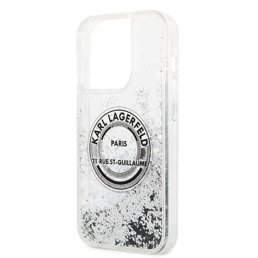 Husa pentru Apple iPhone 14 Pro, Karl Lagerfeld, Liquid Glitter RSG, Argintie