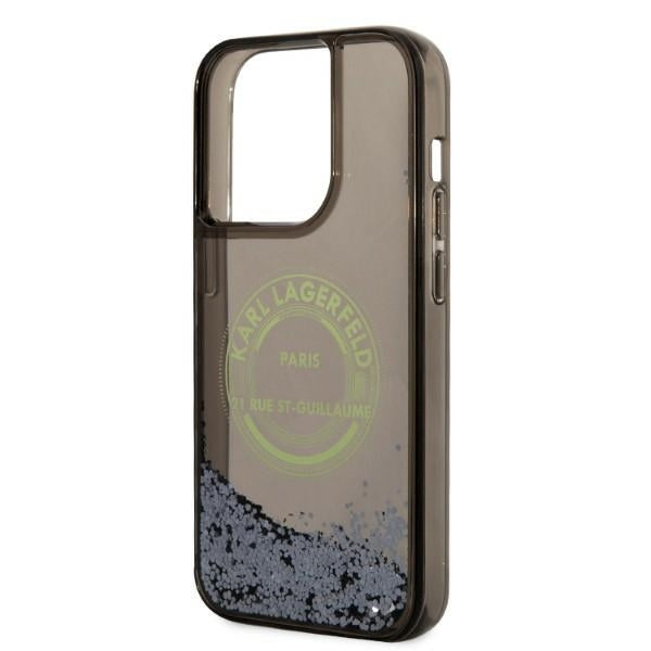 Husa pentru Apple iPhone 14 Pro, Karl Lagerfeld, Liquid Glitter RSG, Neagra