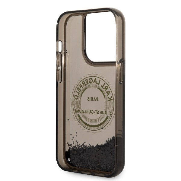 Husa pentru Apple iPhone 14 Pro, Karl Lagerfeld, Liquid Glitter RSG, Neagra