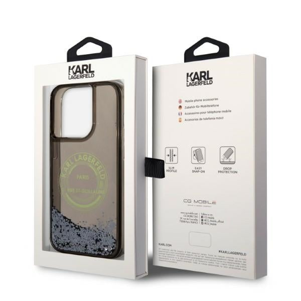 Husa pentru Apple iPhone 14 Pro, Karl Lagerfeld, Liquid Glitter RSG, Neagra