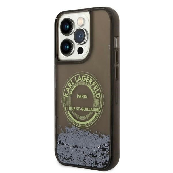 Husa pentru Apple iPhone 14 Pro, Karl Lagerfeld, Liquid Glitter RSG, Neagra