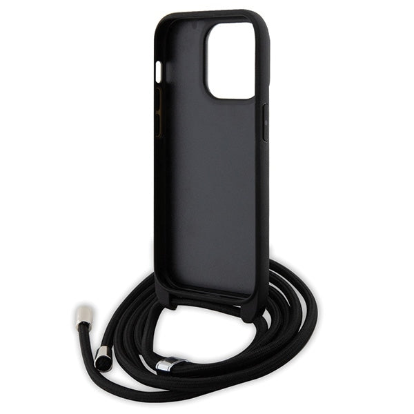 Husa pentru Apple iPhone 14 Pro, Karl Lagerfeld, Saffiano Crossbody Metal Pin Karl & Choupette, Neagra