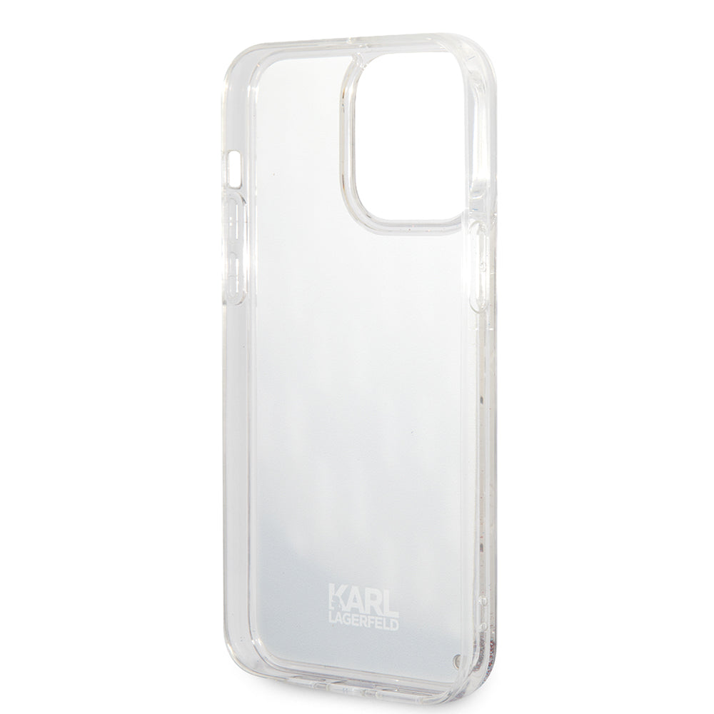 Husa pentru Apple iPhone 14 Pro Max, Karl Lagerfeld, Liquid Glitter Monogram, Argintie