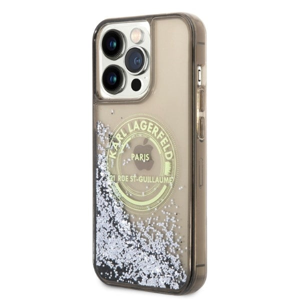 Husa pentru Apple iPhone 14 Pro Max, Karl Lagerfeld, Liquid Glitter RSG, Neagra