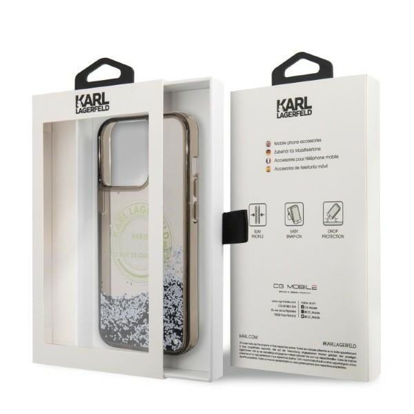 Husa pentru Apple iPhone 14 Pro Max, Karl Lagerfeld, Liquid Glitter RSG, Neagra